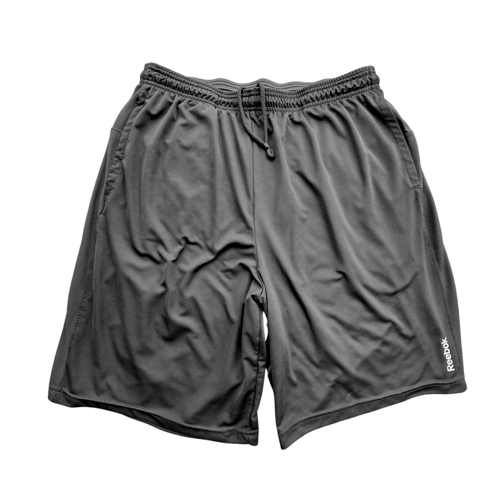 Reebok Mens 2XL Black Speedwick Athletic Shorts Pockets Drawstring Gym Mesh